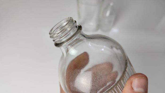 333 - Set of 3 Vintage Clear Glass Collectible Decorative Ribbed Bottles