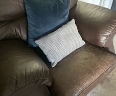 Brown leather 3 seater and 2 armchairs