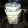 Vintage Antique Chinese Blue White Porcelain Tea Sugar Jar with Lid, Postage Available or collection Image 3