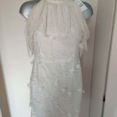 BNWT Danity Paris cream lace embroidered dress size M UK10 EU38 Postage included