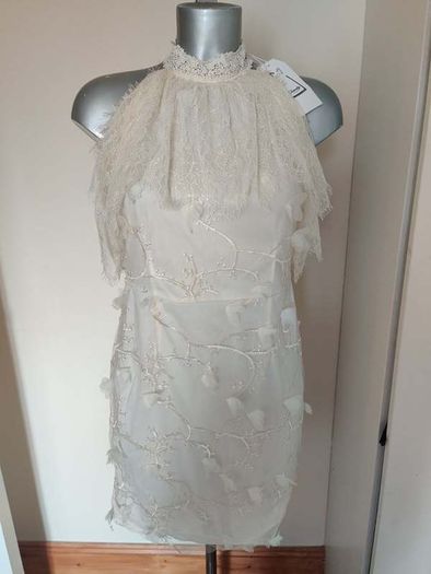 BNWT Danity Paris cream lace embroidered dress size M UK10 EU38 Postage included