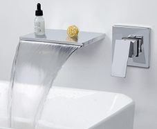 Wall Mounted Bath Taps Waterfall Chrome 20cm Spout Brass Bath Filler Tap Wall Basin Tap