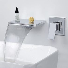 Wall Mounted Bath Taps Waterfall Chrome 20cm Spout Brass Bath Filler Tap Wall Basin Tap