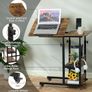 c shaped side table, sofa table with Charging Station, Adjustable Height, c table end table with Storage Space for Living Room, Bedroom, Small Space, Rustic Brown Image 3