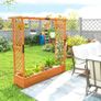 Raised bed with trellis and roof, for flowers, fruits, vegetables, herbs, 196 x 44 x 181 cm, wood, Orange Image 4