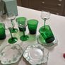 12 Pieces - Vintage Luminarc Alsace Mid Century Wine Glasses with Emerald Green Stem, Galbiati Milano Tumblers and Vintage Art Deco Royal Grafton Side Plates Image 5