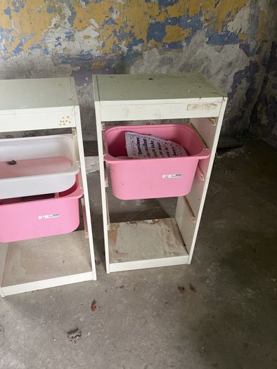 2 ikea TROFAST units and 1 stuva unit