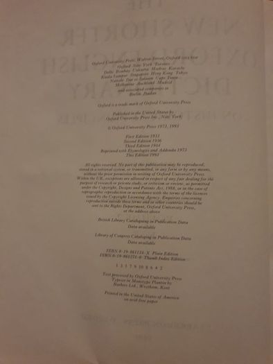 the new shorter oxford dictionary