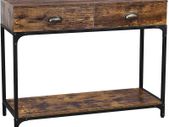 _Industrial Design Console Table, Hallway Table with 2 Drawers and Shelf, Sideboard with Sturdy Metal Frame, Living Room, Hallway, Lobby, Wood Look, Vintage