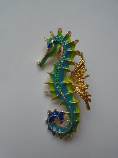 Seahorse enamel brooch, Jewellery, Brooch, Gift