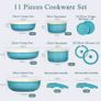 11Pcs Pots and Pans Set with Detachable Handle, Pans Set with Ceramic Non-Stick Coating, Induction Stackable Cooking Pots Set, Mobile Cookware Set Ovenproof Safe, Blue Gradient Image 2