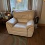 Cream Italian leather 2 seater and armchair Image 2