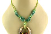 Vintage Green Aventurine Necklace with Murano glass pendant