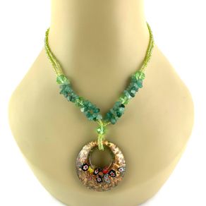 Vintage Green Aventurine Necklace with Murano glass pendant