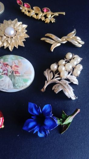 Collection of ten vintage costume brooches