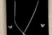 Pandora Silver Butterfly Necklace &amp; Matching Butterfly Earrings Brand New
