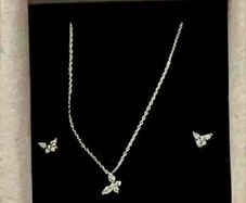 Pandora Silver Butterfly Necklace & Matching Butterfly Earrings Brand New