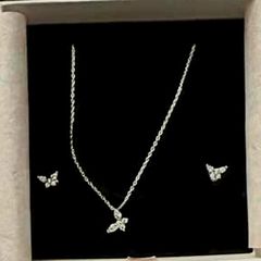 Pandora Silver Butterfly Necklace & Matching Butterfly Earrings Brand New