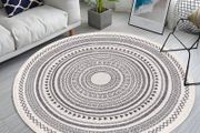 Round Rug Bohemian 4FT/120cm Circle Area Rug Cotton Rug Washable Round Rug Geometric Pattern Printed Hand Woven Carpet with Tassels Floor Mat for Kitchen Living Room Laundry Playroom
