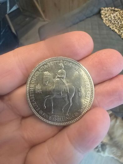 1953 commemorative english five shilling