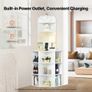 64" Tall Corner Storage Cabinet, 6 Tiers Wooden Storage Cabinet with USB Ports and Outlets & Adjustable Shelves, Freestanding Corner Cabinet for Living Room Image 3