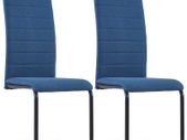 Cantilever Dining Chairs 2 pcs Blue Fabric