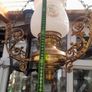 Beautiful Old Large Antique Hanging Brass and Milk Glass Oil Lamp, Converted to Electric Image 10