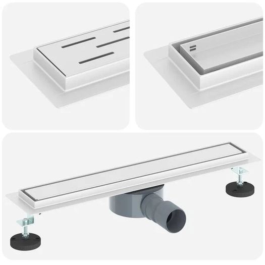 Shower Drain 2-in-1 with 360 Siphon silver 60 cm
