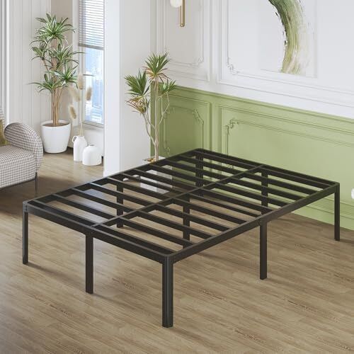 41 cm High Super King Bed Frame, 180 x 200 cm Metal Bed Frame Super King with Rounded Corner Legs