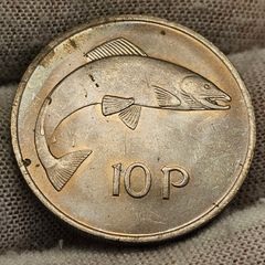 Ireland 1971 Large 10p Ten Pence Beautiful Uncirculated Lustrous Rainbow Toned Coin Superb