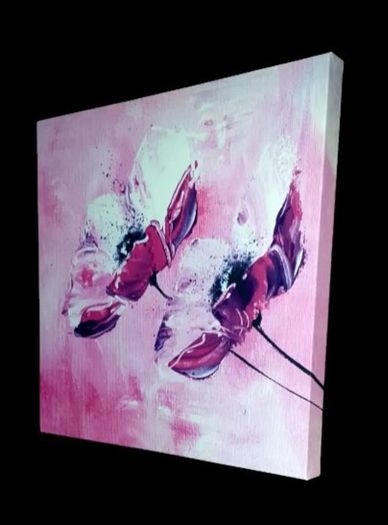 Brand New Abstract Pink Floral Canvas Art