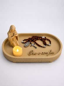 Rosary Holder  Prayer Tray with LED Candle Prayer Corner