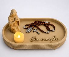 Rosary Holder  Prayer Tray with LED Candle Prayer Corner