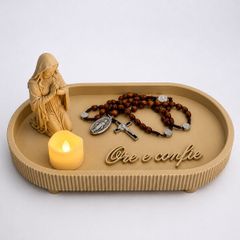 Rosary Holder  Prayer Tray with LED Candle Prayer Corner