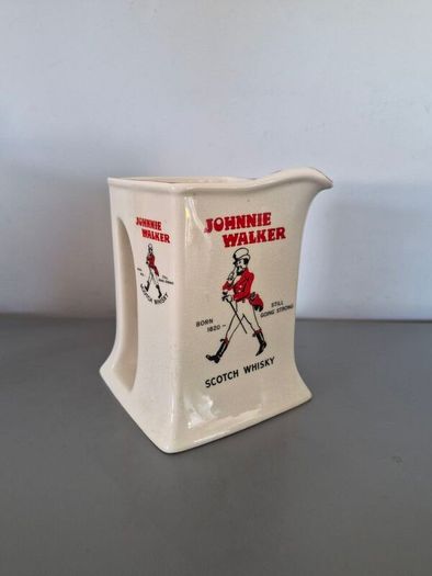 Vintage Johnnie Walker Scotch Whiskey Pitcher Jug - White Square