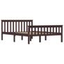 Bed Frame Dark Brown Solid Pinewood 135 x 190 cm Image 4