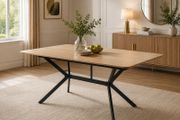 Industrial Kitchen Table with Steel Frame Height-Adjustable Screw Feet 6 People