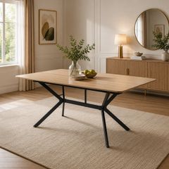Industrial Kitchen Table with Steel Frame Height-Adjustable Screw Feet 6 People