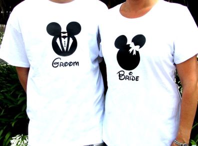 "Minnie Mouse Bride T-Shirt and Mickey Mouse Groom T-Shirt - Set of 2"