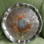 Vintage  Silver Plate Round Serving Tray 10" Scroll Rim Image 2