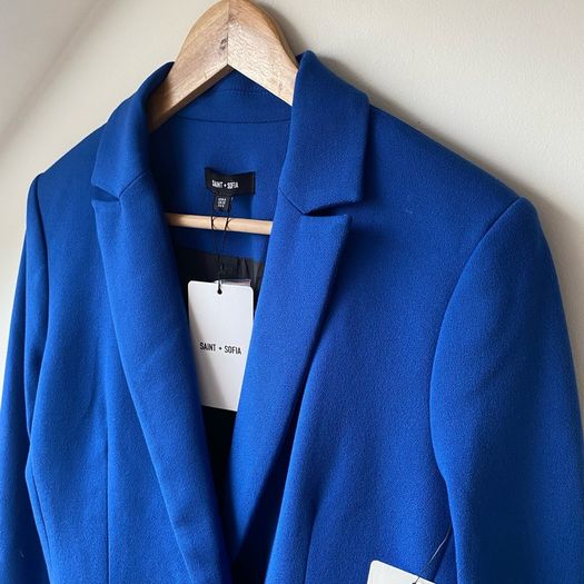 BNWT Saint + Sofia Cambridge Double Breasted Blazer Royal Blue / Sapphire UK10