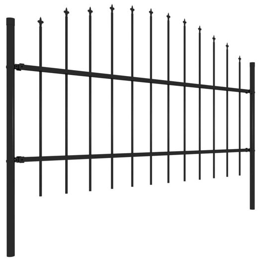 Garden Fence with Spear Top Steel (0.75-1)x15.3 m Black