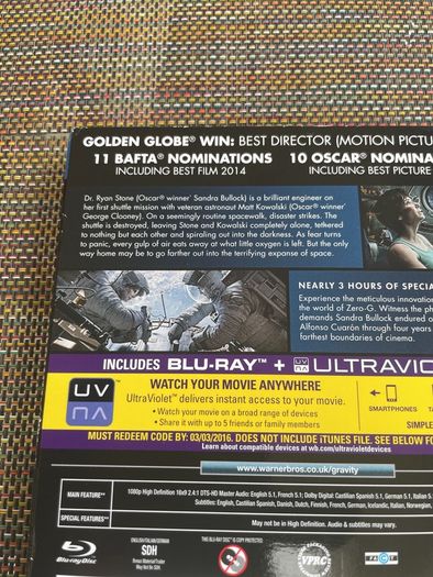 Gravity blu-ray dvd