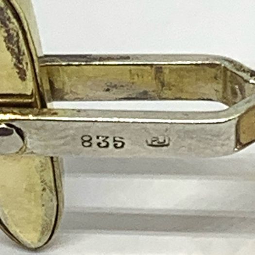 Mid century silver tigers eye cuff links