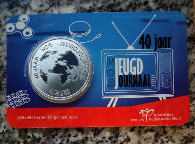 Netherlands 5 Euro Base Metals Uncirculated Coin 2021 - NOS Youth News - Dutch Coincard Catalogue