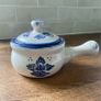 Vintage Blue White Ceramic Soup Crock Bowl Image 3