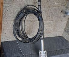 Two way radio base antenna with approximately 30m weatherproof cable. 140 to 176MHz.