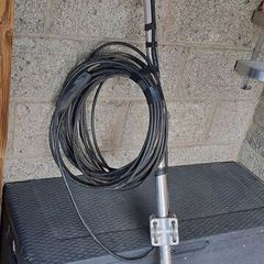 Two way radio base antenna with approximately 30m weatherproof cable. 140 to 176MHz.