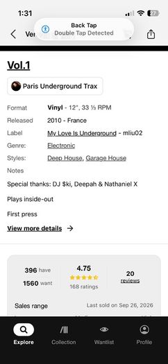 Paris underground trax Vol.1  12" vinyl