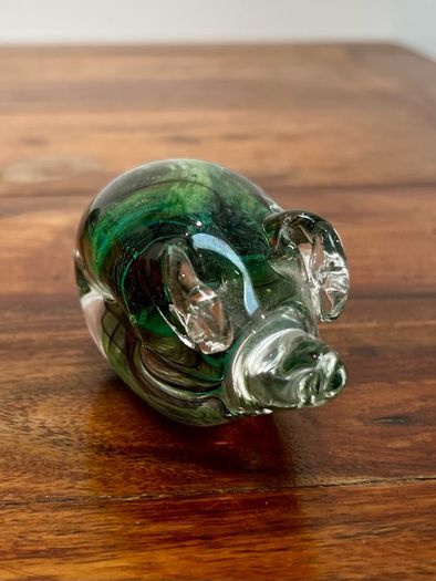 2 Vintage Hand- blown Glass Paperweights